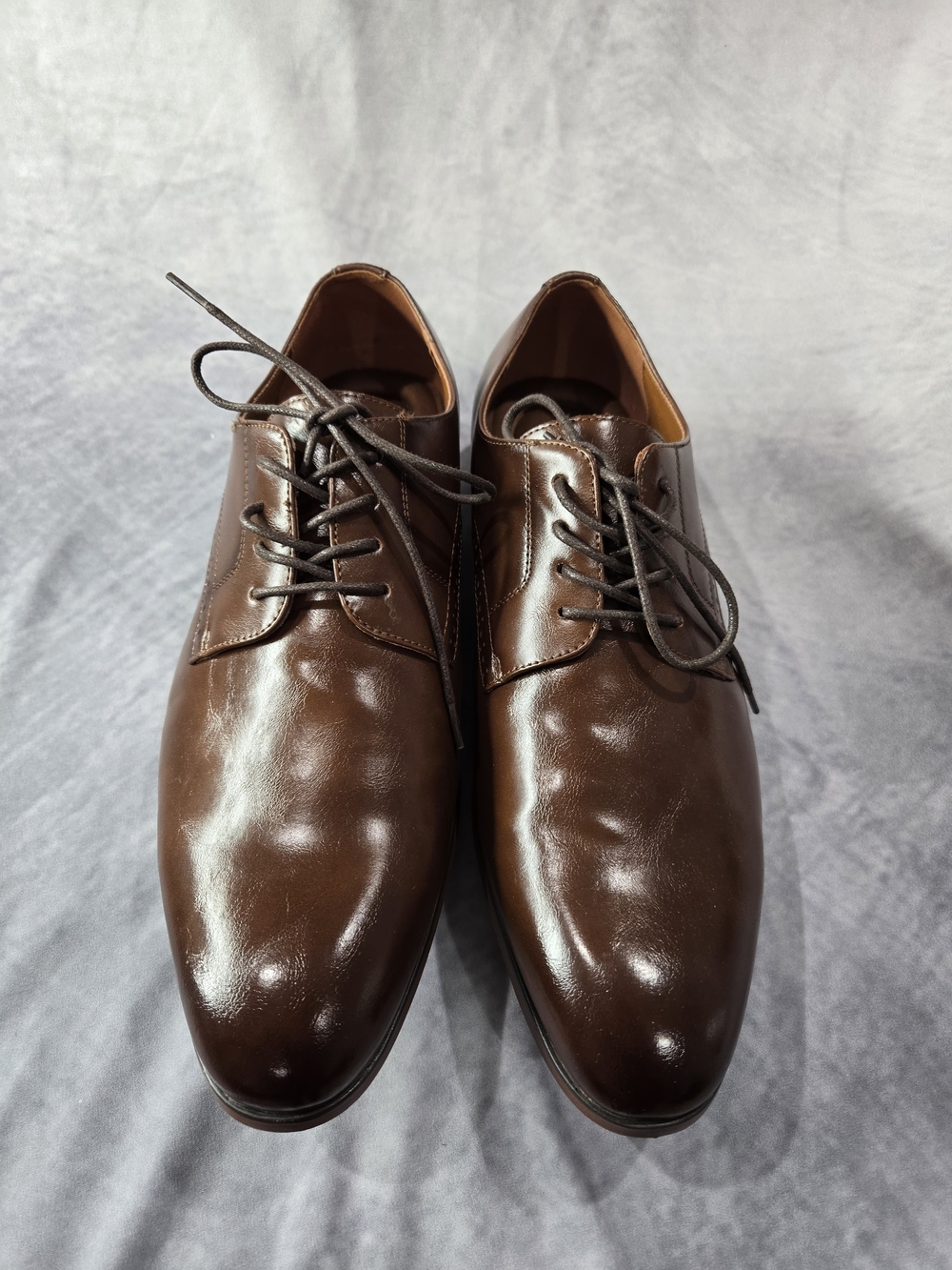Van Heusen brown plain-toe derby dress shoes